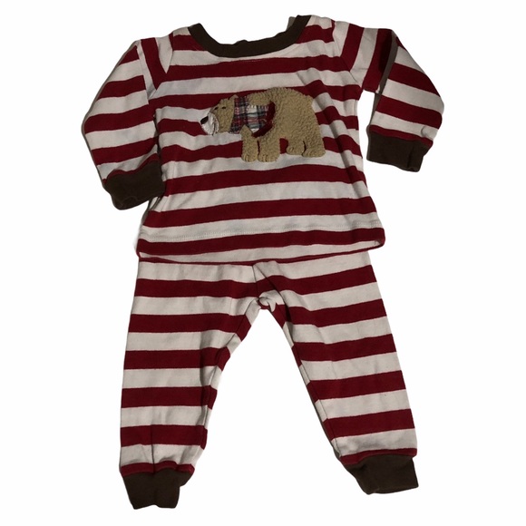 Mud Pie Baby Red White Stripe Christmas PJ Set